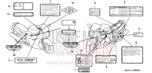 ETIQUETTE DE PRECAUTIONS CBR1100XX3 de 2003